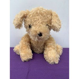 9 inch Shaggy Cream Tan Puppy Dog Brown Plastic Eyes Sitting Plush Stuffed Anima